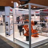 Open plan exhibit stand with working demonstrations