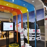 Detail of exhibit stand and large format print