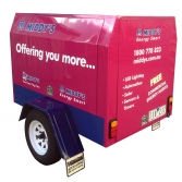 Trailer large format printing application to company promotional trailer.
